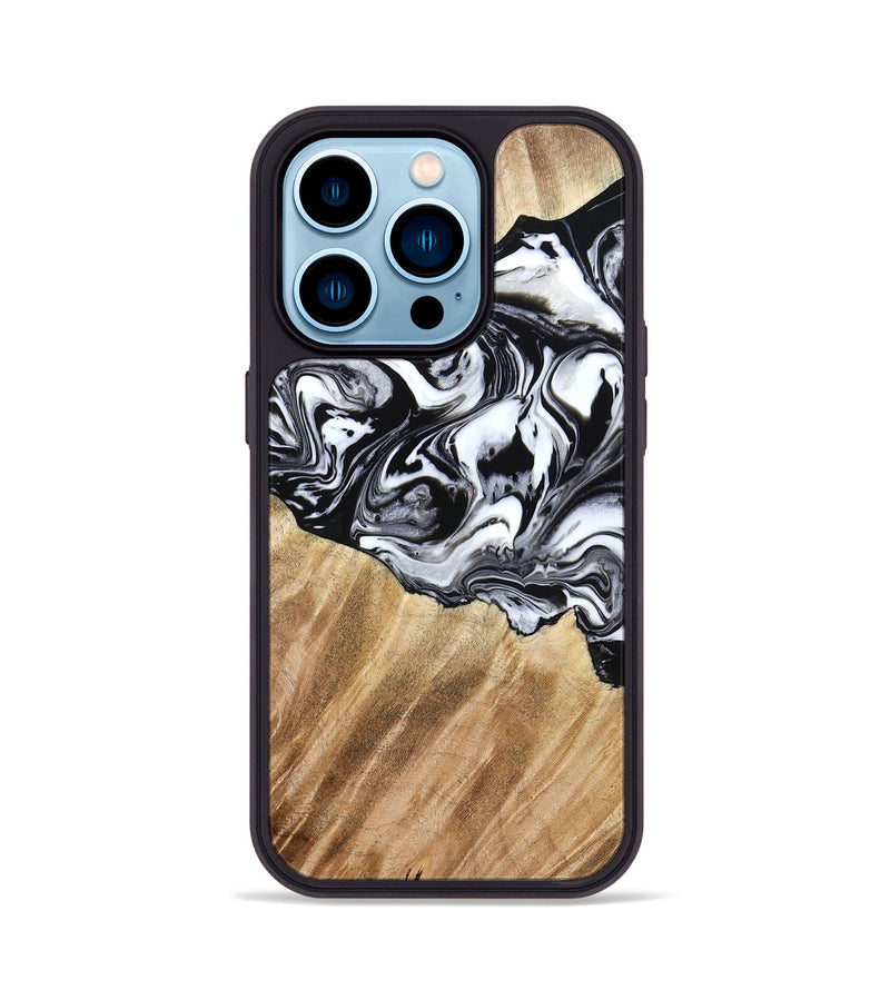 iPhone 14 Pro Wood Phone Case - Rashida (Black & White, 776335)