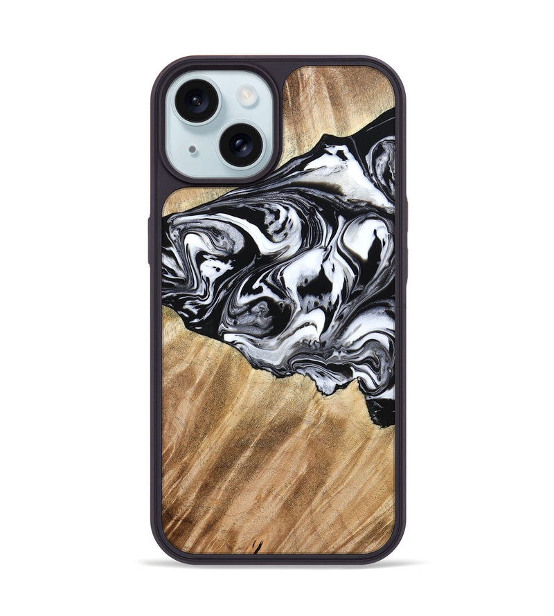 iPhone 15 Wood Phone Case - Rashida (Black & White, 776335)