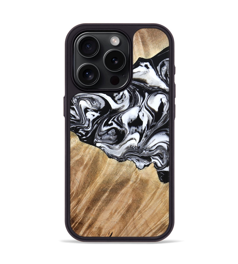 iPhone 15 Pro Wood Phone Case - Rashida (Black & White, 776335)