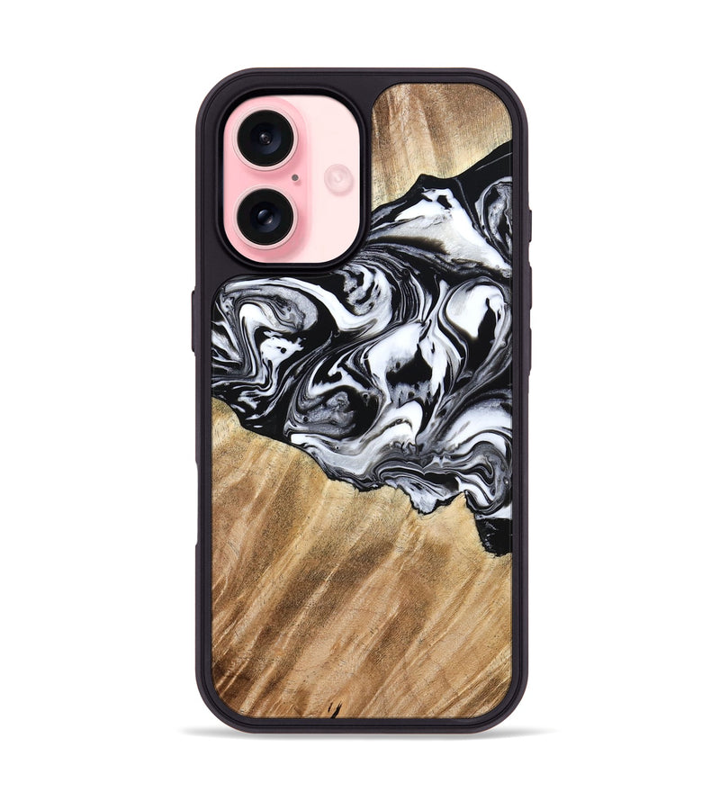 iPhone 16 Wood Phone Case - Rashida (Black & White, 776335)