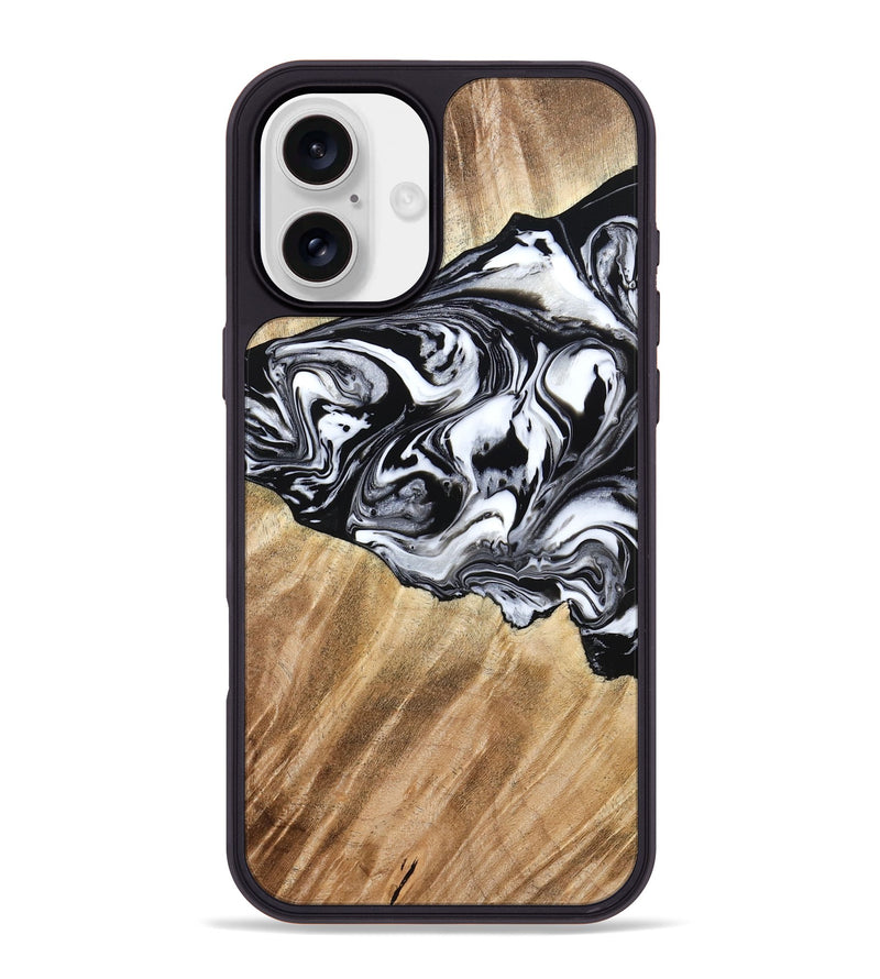 iPhone 16 Plus Wood Phone Case - Rashida (Black & White, 776335)