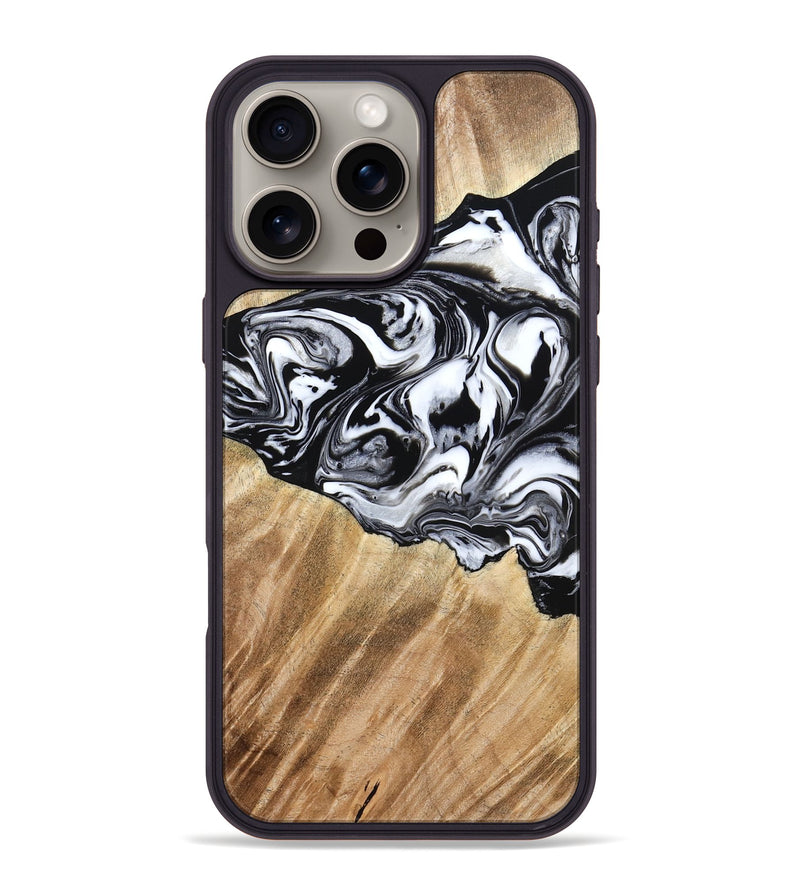 iPhone 16 Pro Max Wood Phone Case - Rashida (Black & White, 776335)