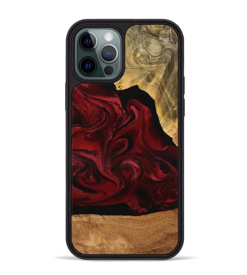 iPhone 12 Pro Max Wood Phone Case - Omer (Red, 776632)