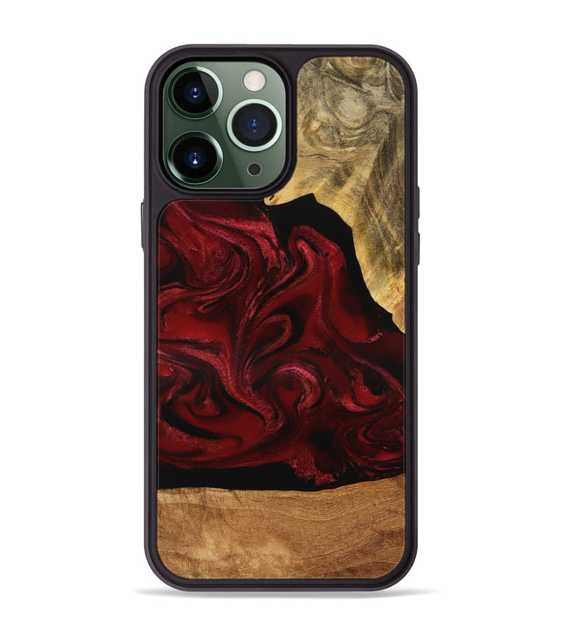 iPhone 13 Pro Max Wood Phone Case - Omer (Red, 776632)