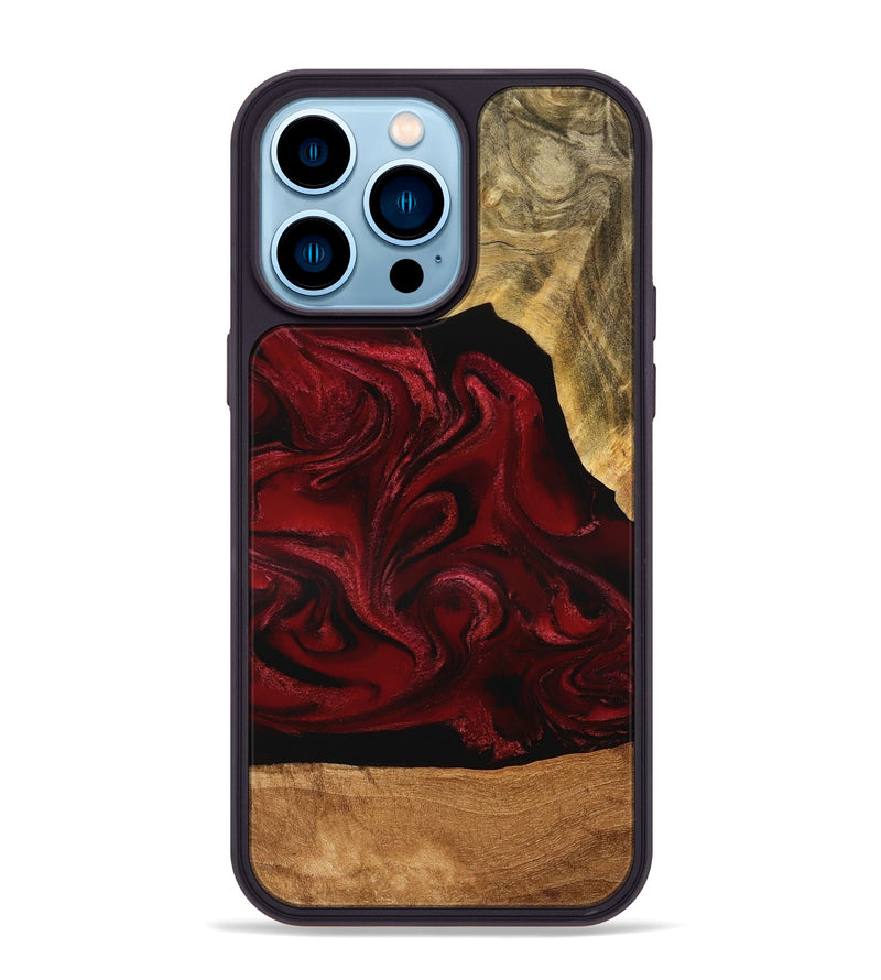 iPhone 14 Pro Max Wood Phone Case - Omer (Red, 776632)