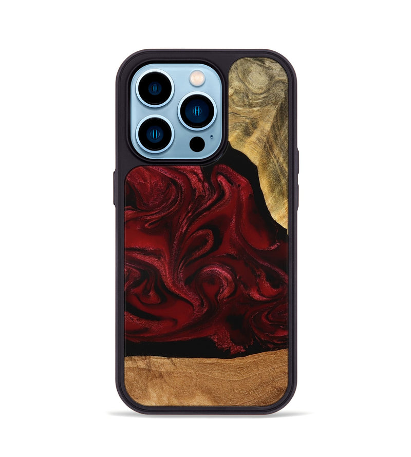 iPhone 14 Pro Wood Phone Case - Omer (Red, 776632)