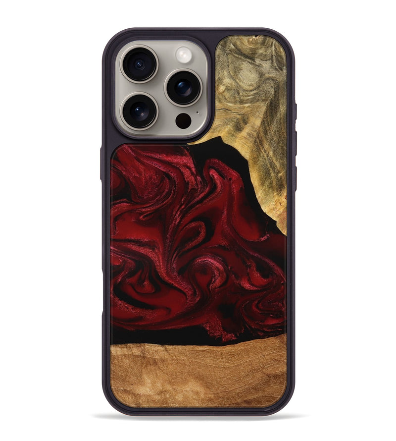 iPhone 16 Pro Max Wood Phone Case - Omer (Red, 776632)