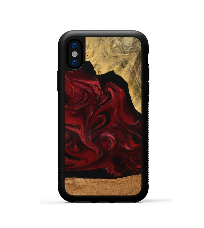 iPhone Xs Wood Phone Case - Omer (Red, 776632)