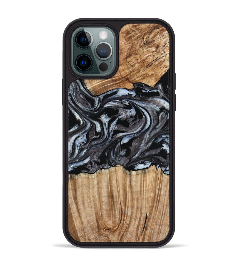 iPhone 12 Pro Max Wood Phone Case - Luz (Black & White, 776633)