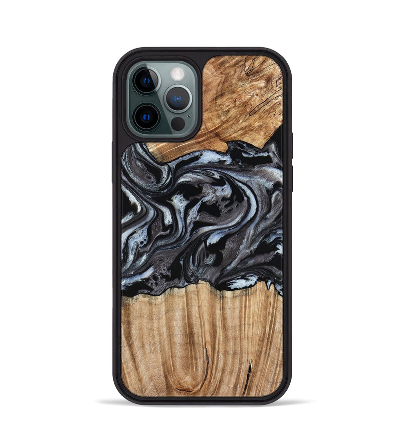 iPhone 12 Pro Wood Phone Case - Luz (Black & White, 776633)