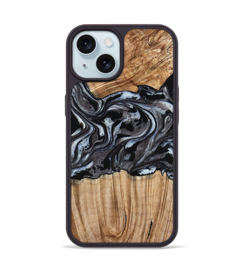 iPhone 15 Wood Phone Case - Luz (Black & White, 776633)
