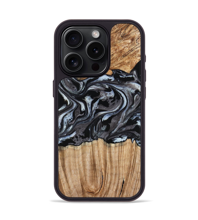 iPhone 15 Pro Wood Phone Case - Luz (Black & White, 776633)