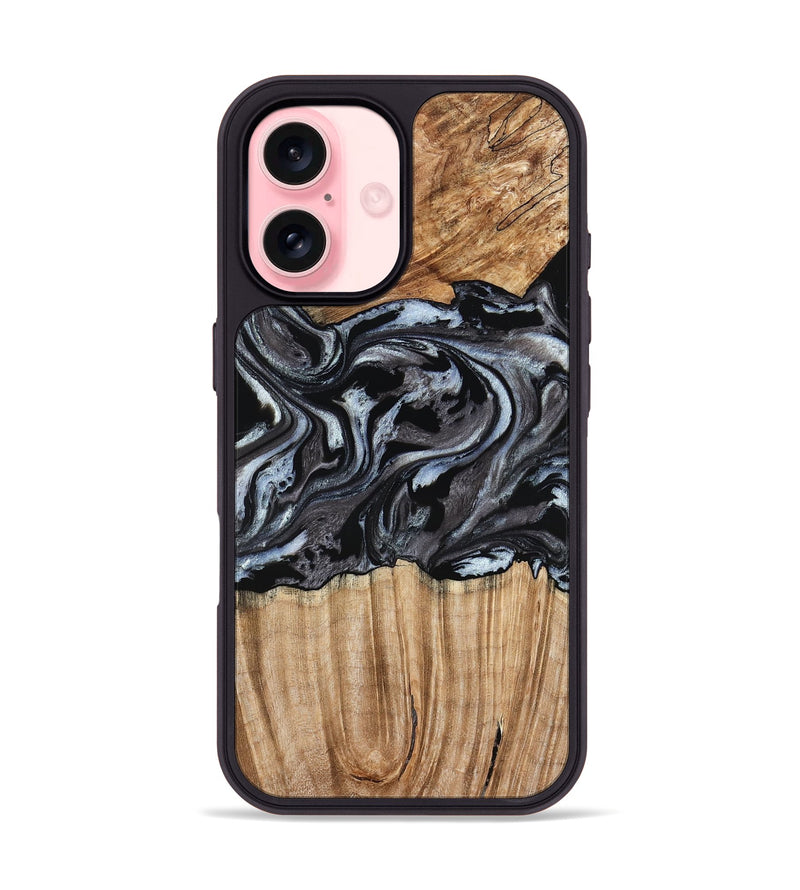 iPhone 16 Wood Phone Case - Luz (Black & White, 776633)