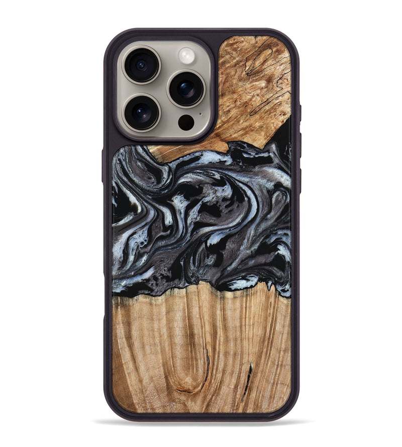 iPhone 16 Pro Max Wood Phone Case - Luz (Black & White, 776633)