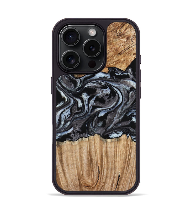 iPhone 16 Pro Wood Phone Case - Luz (Black & White, 776633)