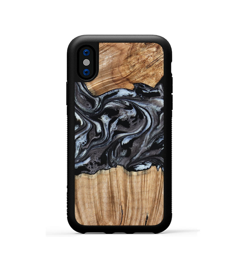 iPhone Xs Wood Phone Case - Luz (Black & White, 776633)