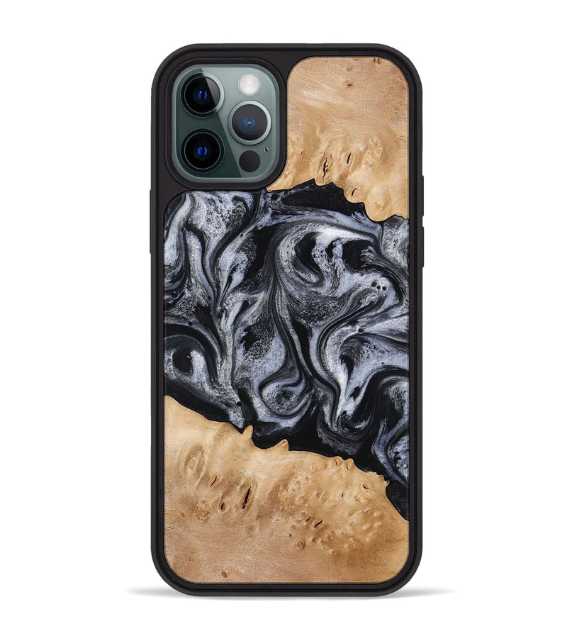 iPhone 12 Pro Max Wood Phone Case - Tyrell (Black & White, 776640)