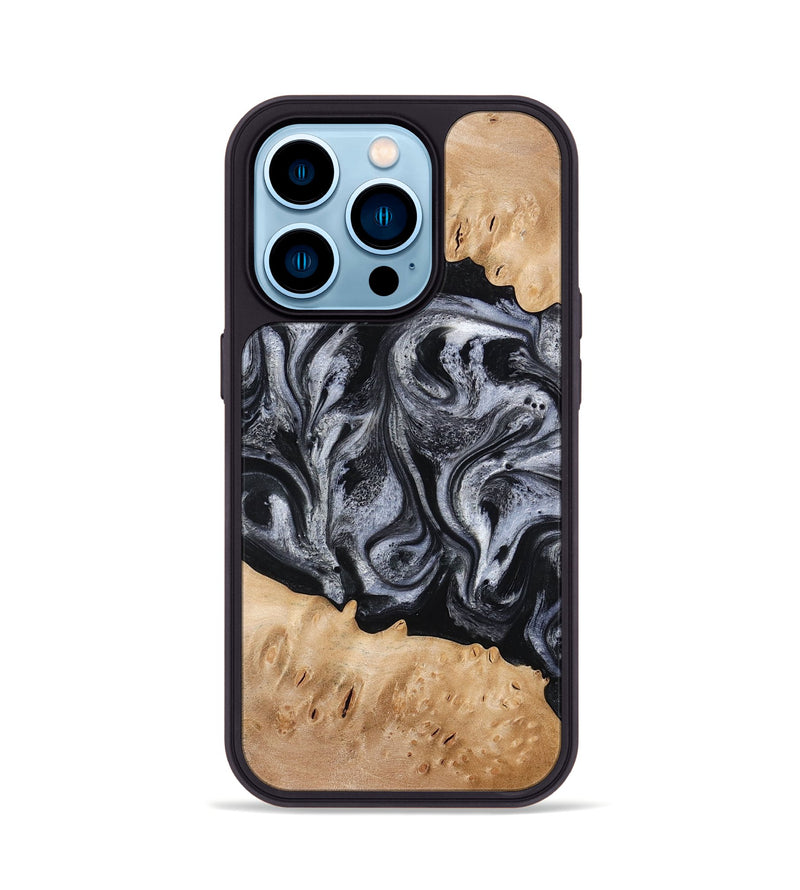 iPhone 14 Pro Wood Phone Case - Tyrell (Black & White, 776640)
