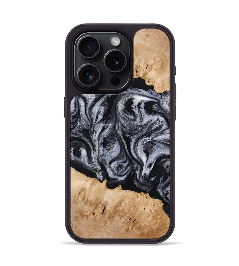 iPhone 15 Pro Wood Phone Case - Tyrell (Black & White, 776640)