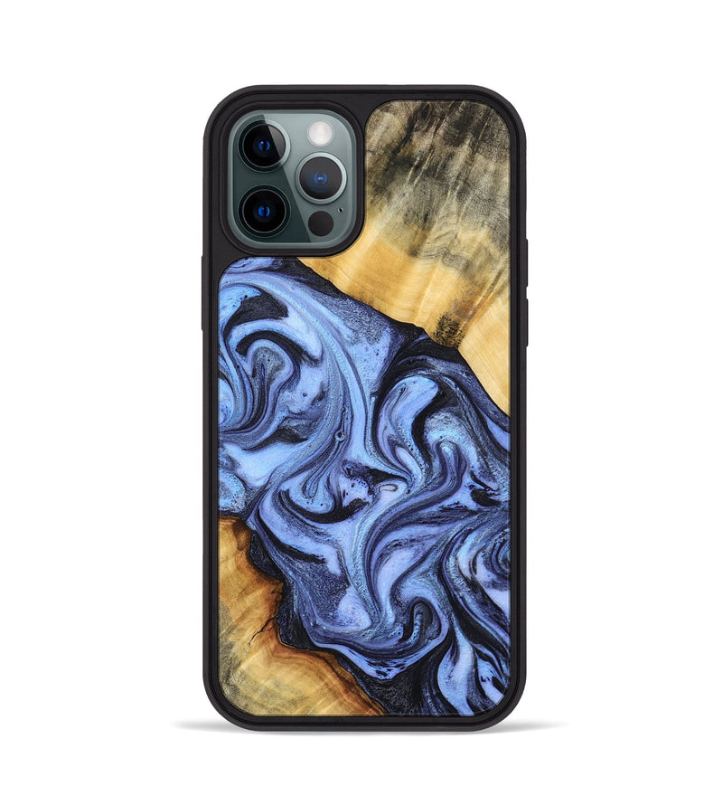 iPhone 12 Pro Wood Phone Case - Itzel (Blue, 776680)