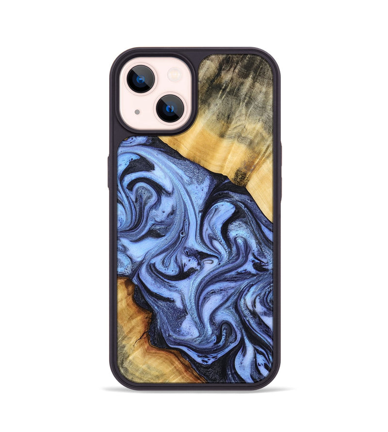 iPhone 14 Wood Phone Case - Itzel (Blue, 776680)