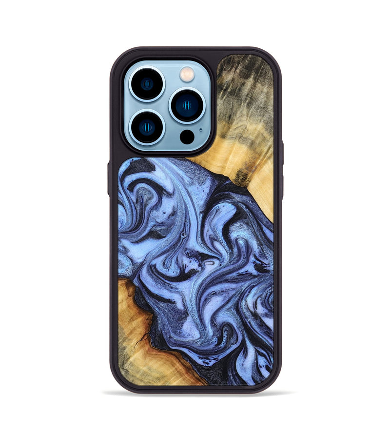 iPhone 14 Pro Wood Phone Case - Itzel (Blue, 776680)