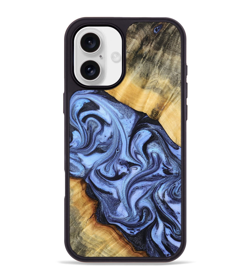iPhone 16 Plus Wood Phone Case - Itzel (Blue, 776680)