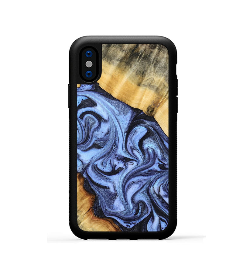 iPhone Xs Wood Phone Case - Itzel (Blue, 776680)
