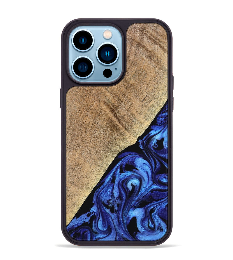 iPhone 14 Pro Max Wood Phone Case - Jaylan (Blue, 776684)