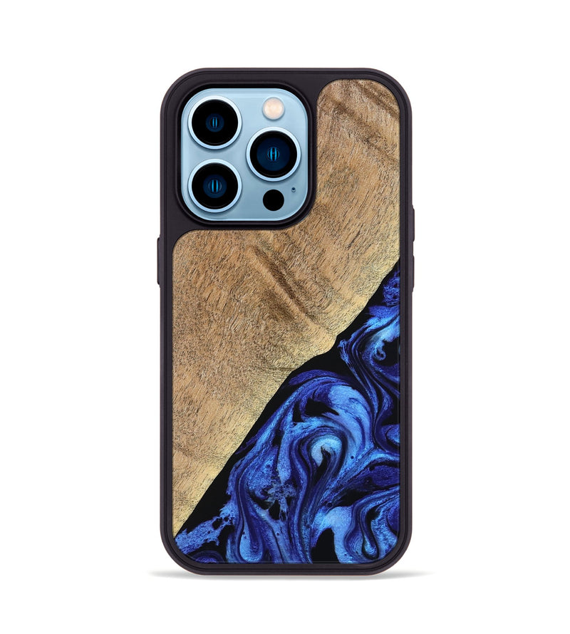 iPhone 14 Pro Wood Phone Case - Jaylan (Blue, 776684)