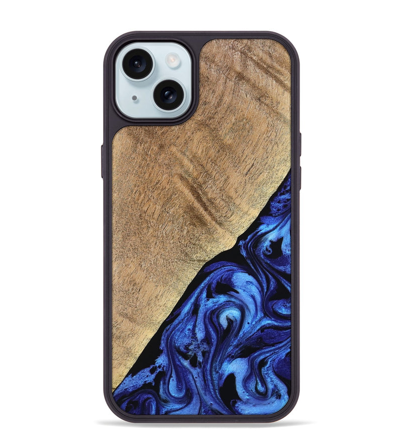 iPhone 15 Plus Wood Phone Case - Jaylan (Blue, 776684)