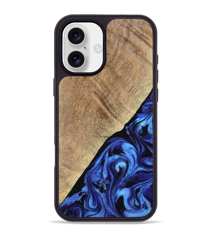 iPhone 16 Plus Wood Phone Case - Jaylan (Blue, 776684)