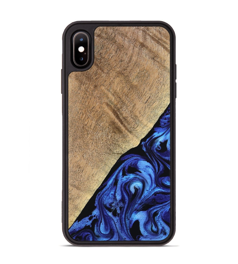iPhone Xs Max Wood Phone Case - Jaylan (Blue, 776684)