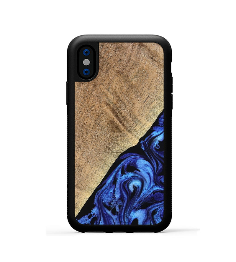 iPhone Xs Wood Phone Case - Jaylan (Blue, 776684)