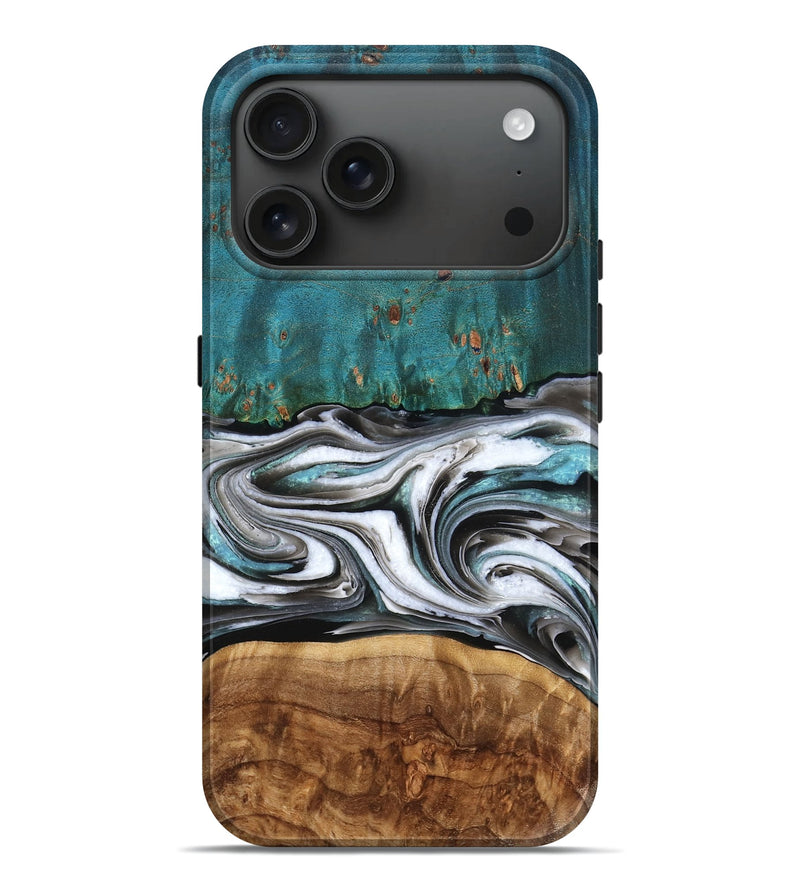 iPhone 17 Pro Max Wood Live Edge Phone Case - Eunice (Black & White, 776760)
