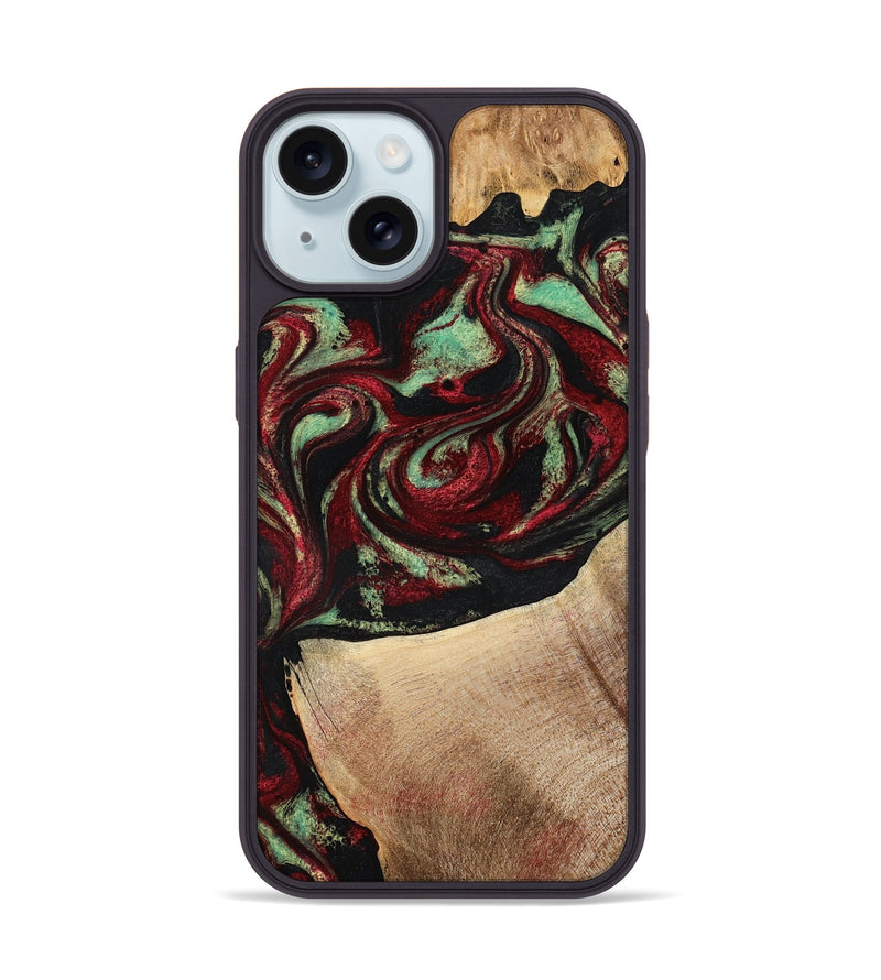 iPhone 15 Wood Phone Case - Cindy (Red, 776984)