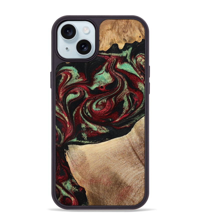 iPhone 15 Plus Wood Phone Case - Cindy (Red, 776984)