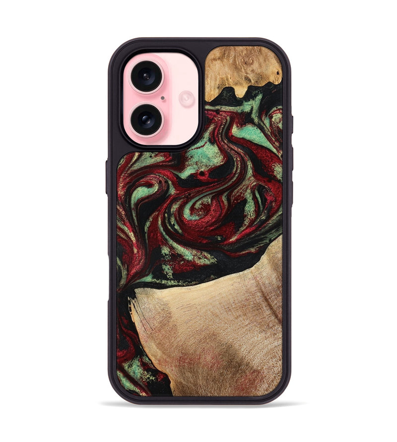 iPhone 16 Wood Phone Case - Cindy (Red, 776984)
