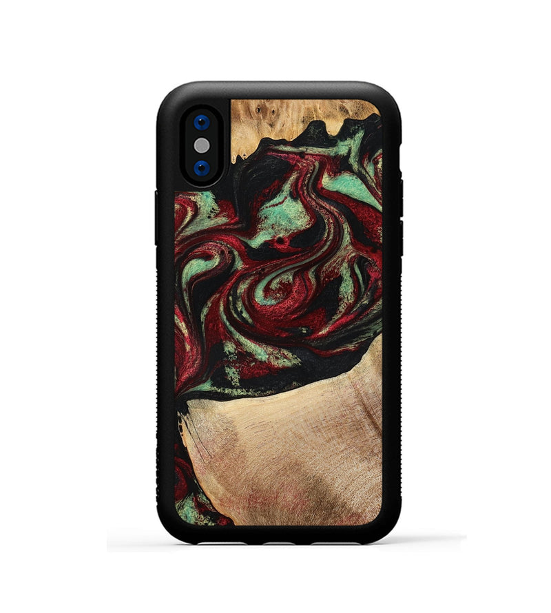 iPhone Xs Wood Phone Case - Cindy (Red, 776984)