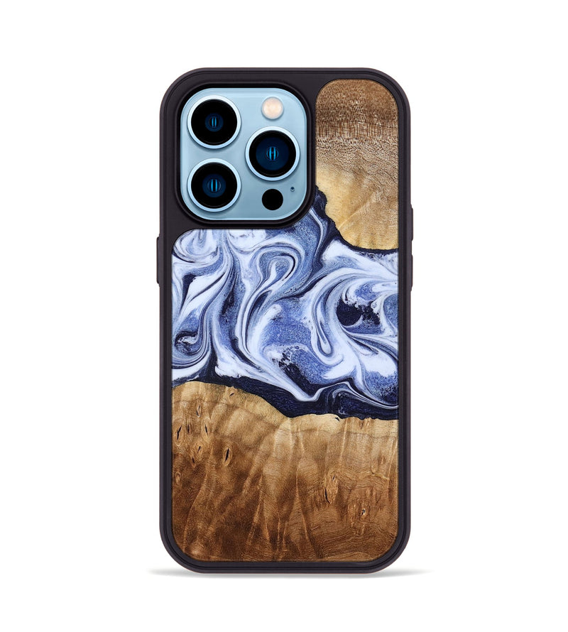 iPhone 14 Pro Wood Phone Case - Lucie (Blue, 777009)