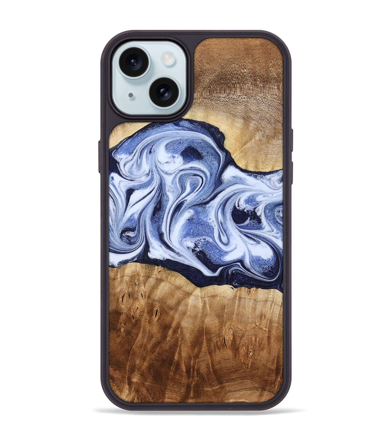 iPhone 15 Plus Wood Phone Case - Lucie (Blue, 777009)