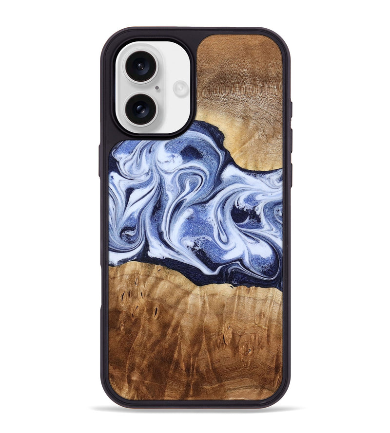 iPhone 16 Plus Wood Phone Case - Lucie (Blue, 777009)