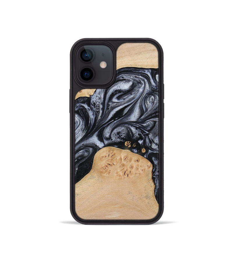 iPhone 12 mini Wood Phone Case - Kandace (Black & White, 777148)