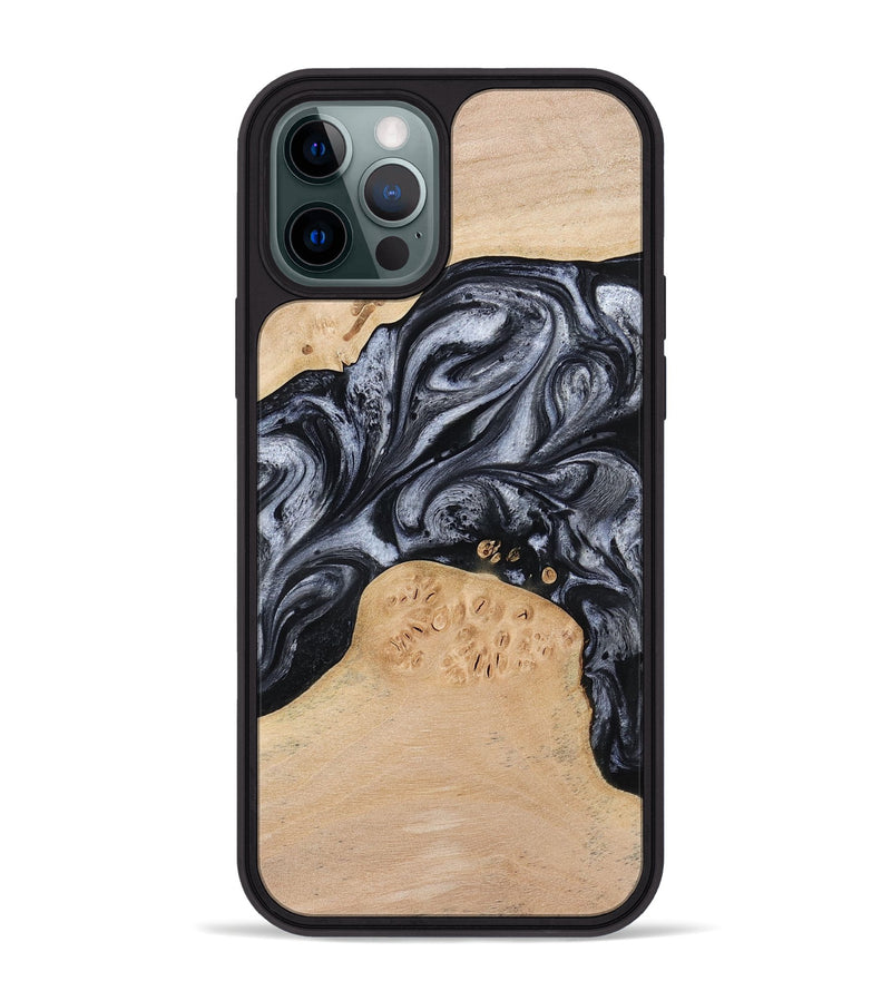 iPhone 12 Pro Max Wood Phone Case - Kandace (Black & White, 777148)
