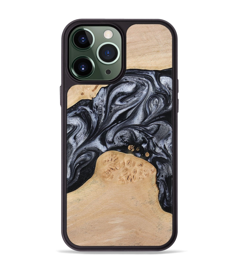 iPhone 13 Pro Max Wood Phone Case - Kandace (Black & White, 777148)