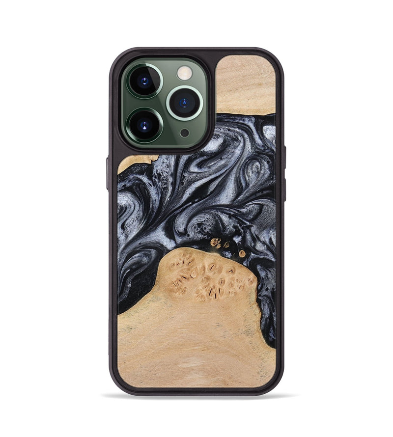 iPhone 13 Pro Wood Phone Case - Kandace (Black & White, 777148)