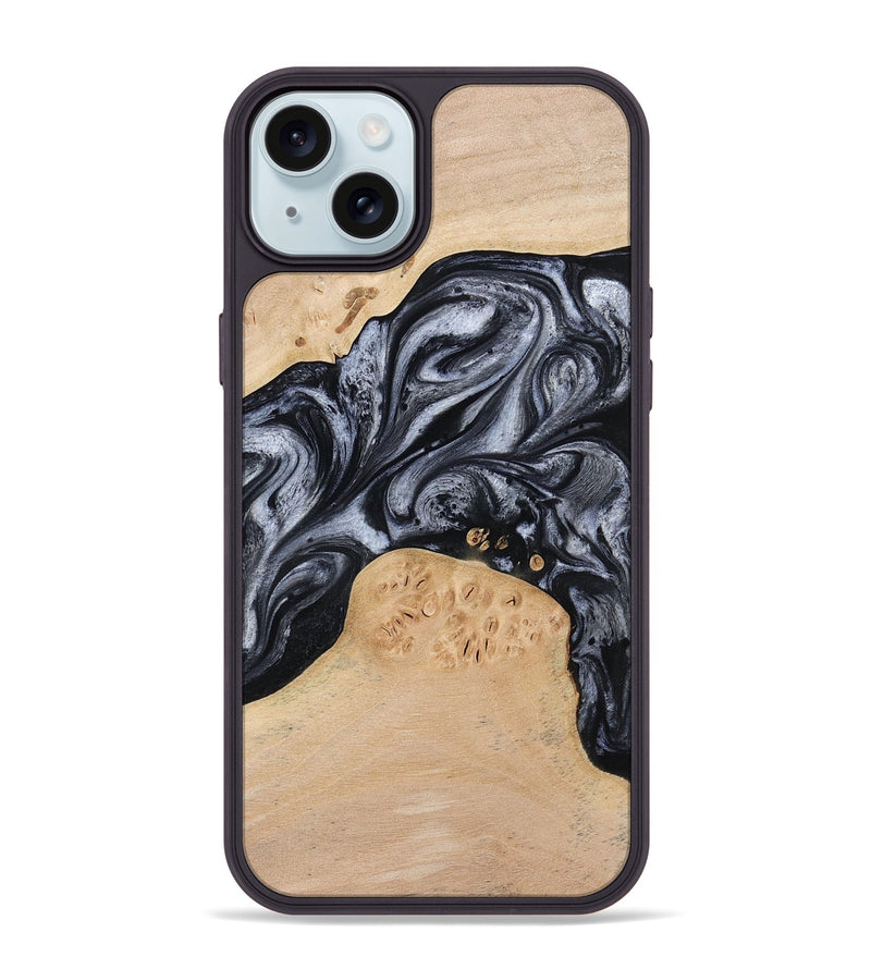 iPhone 15 Plus Wood Phone Case - Kandace (Black & White, 777148)