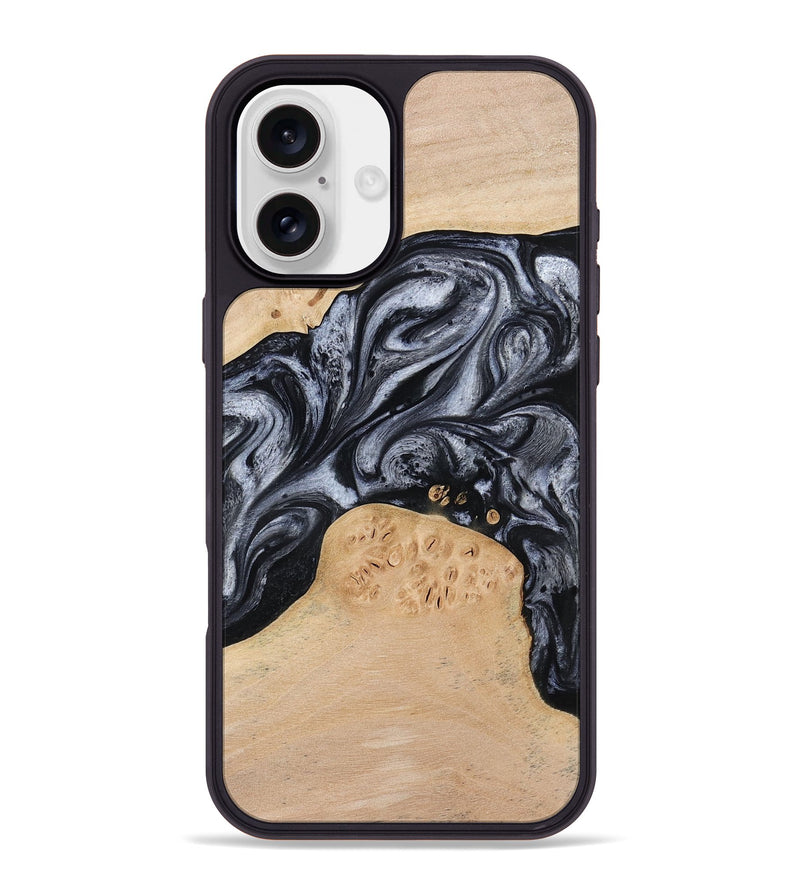 iPhone 16 Plus Wood Phone Case - Kandace (Black & White, 777148)