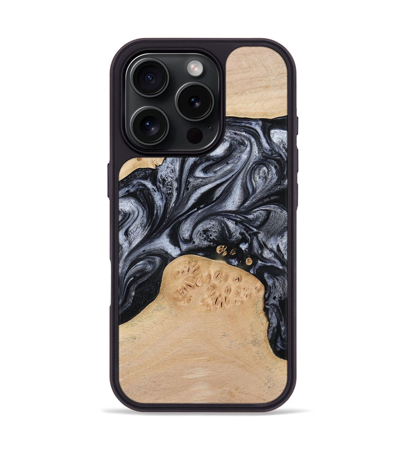 iPhone 16 Pro Wood Phone Case - Kandace (Black & White, 777148)