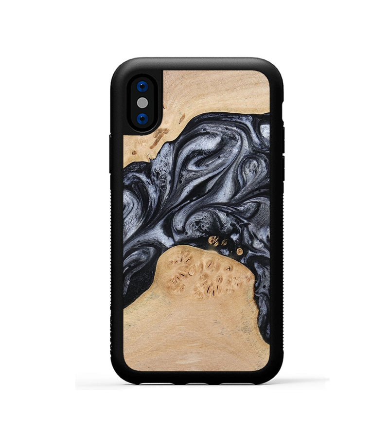 iPhone Xs Wood Phone Case - Kandace (Black & White, 777148)